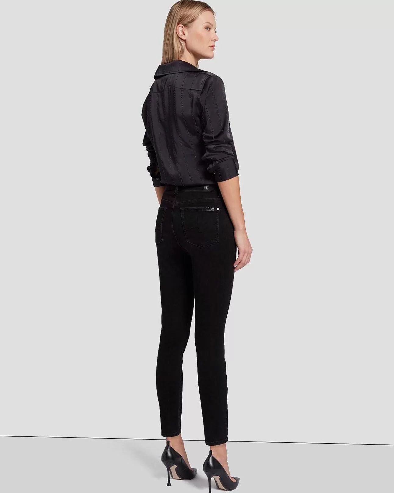 7 For All Mankind Ankle Skinny In Mit Hoher Taille Schwarze Rose Best Sale