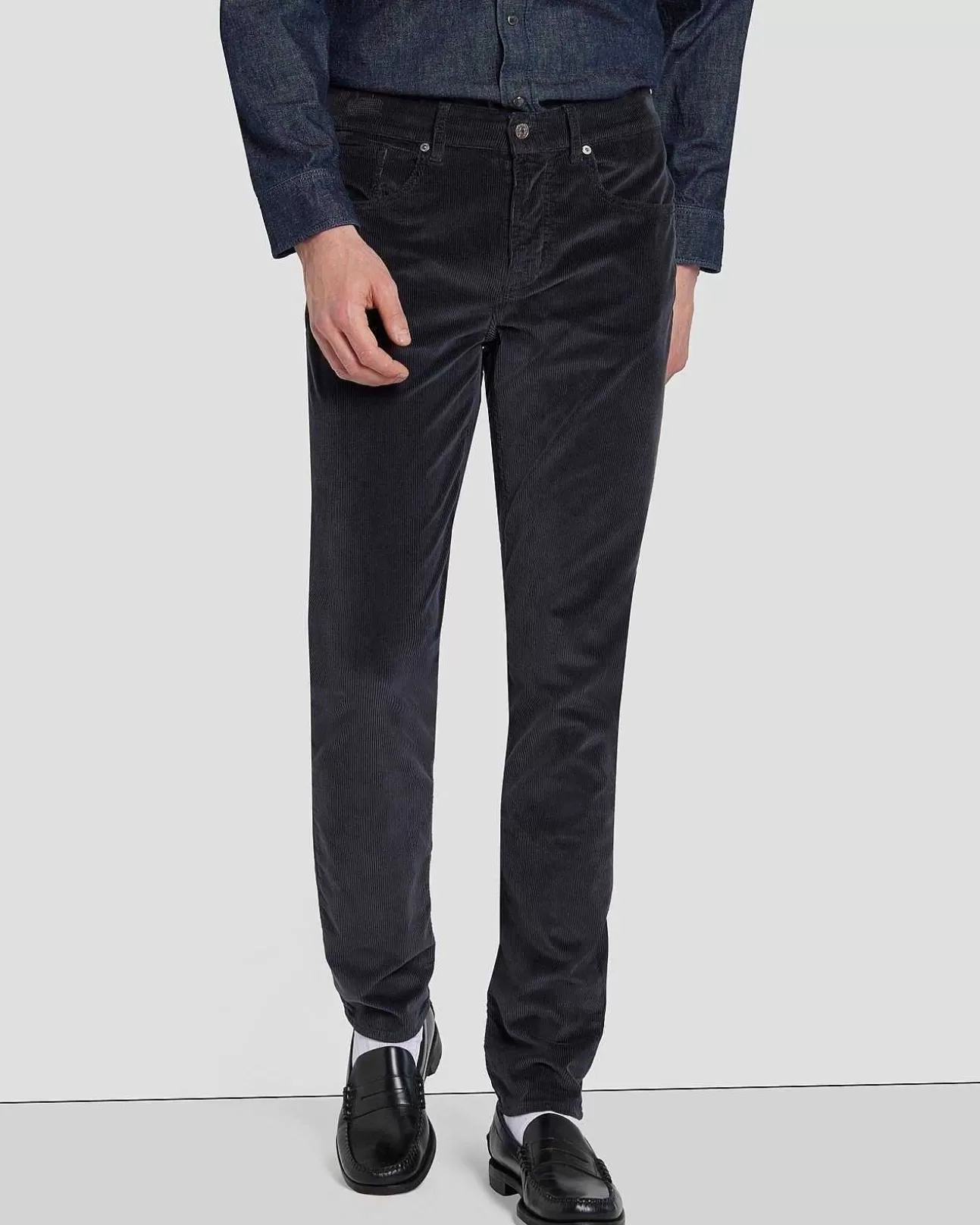 7 For All Mankind Cord Slimmy Tapered In Marine Flash Sale