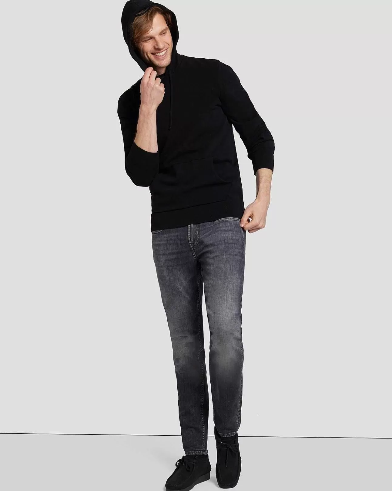 7 For All Mankind Dynamic Luxe Kapuzenpullover Schwarz Discount