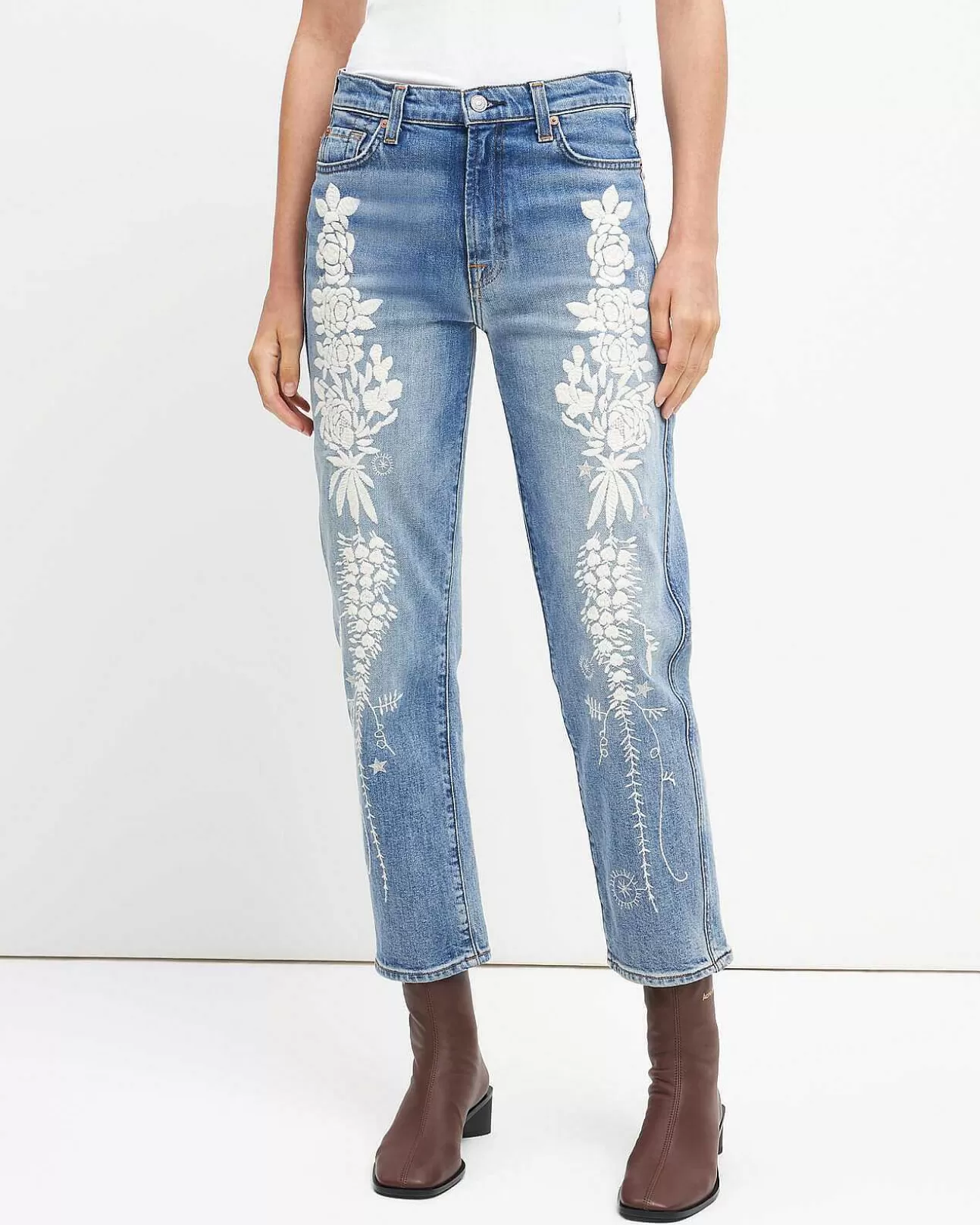 7 For All Mankind Easy Slim Mit Blumenstickerei Ventura Best