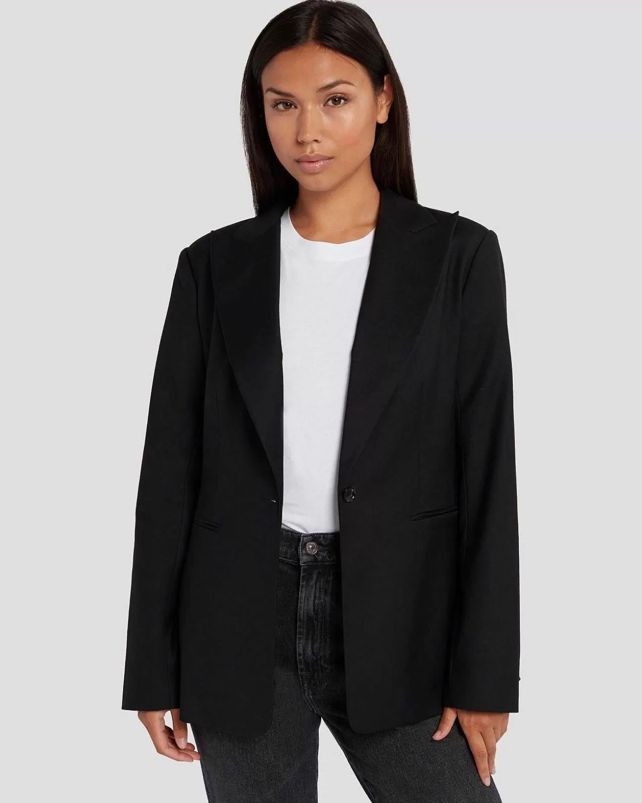 7 For All Mankind Einreihiger Blazer Schwarz Cheap