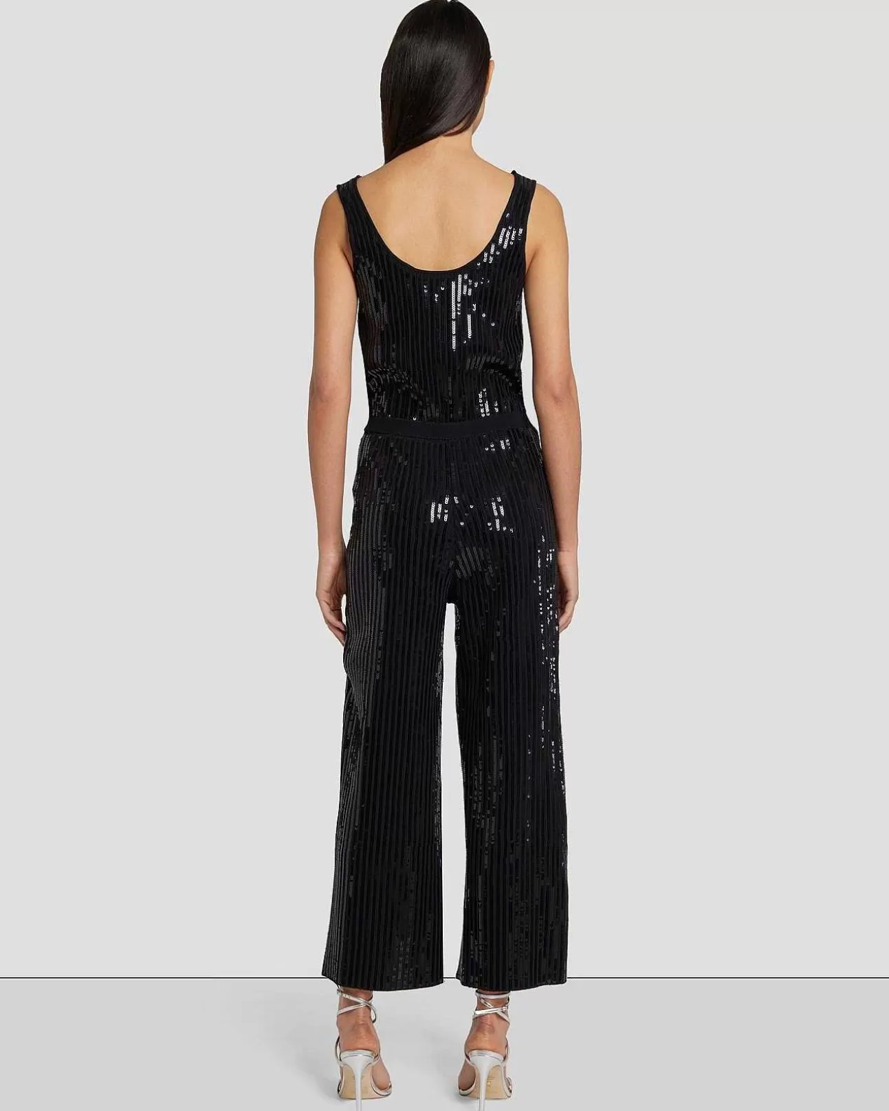 7 For All Mankind Jumpsuit Aus Strick Mit Pailletten Und Weitem Bein Schwarz Store