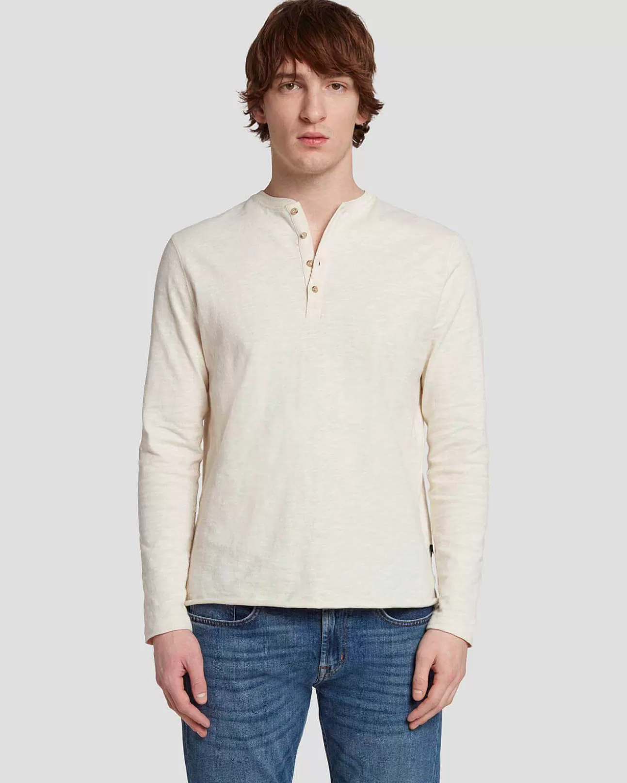 7 For All Mankind Langarm-Henley In Dover White Shop