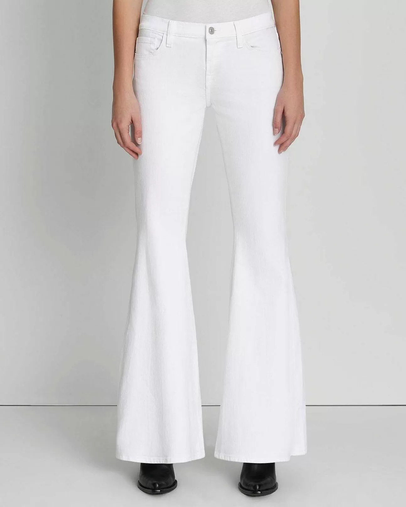 7 For All Mankind Low-Rise-Flare-In Strahlendes Weis Discount