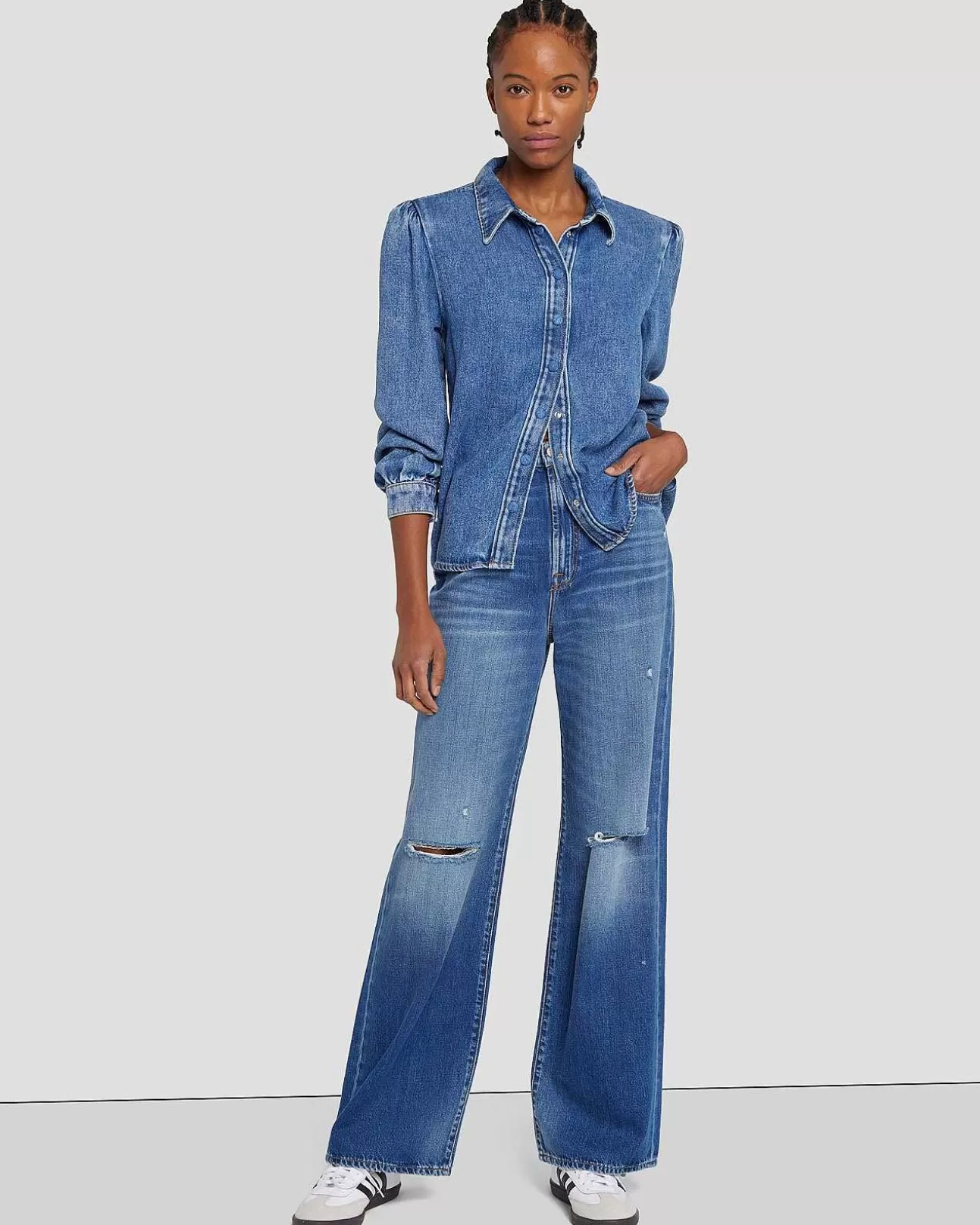 7 For All Mankind Mankind Kate Modern Straight In Schiefer Cheap