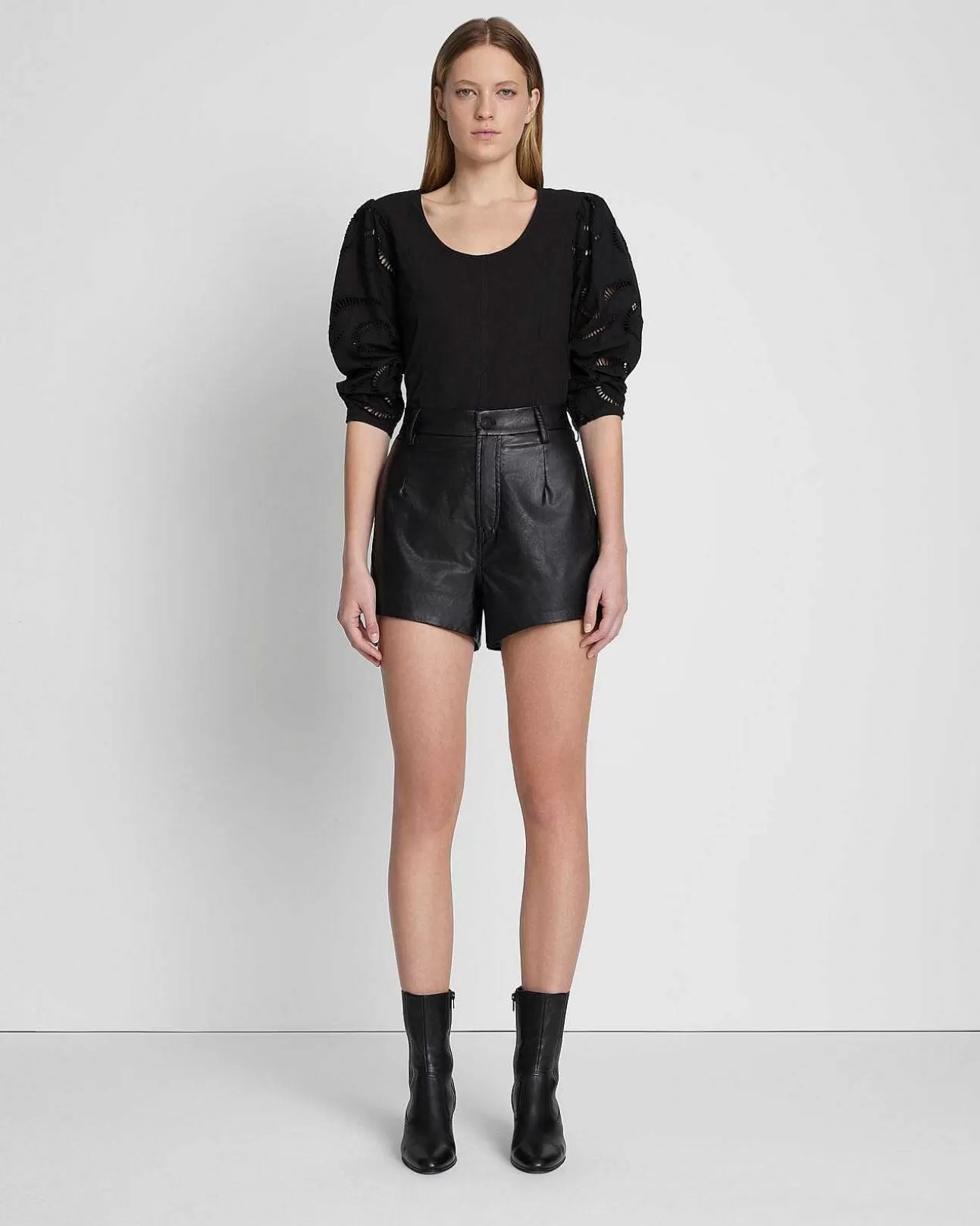 7 For All Mankind Masgeschneiderte Shorts Aus Kunstleder Schwarz Store