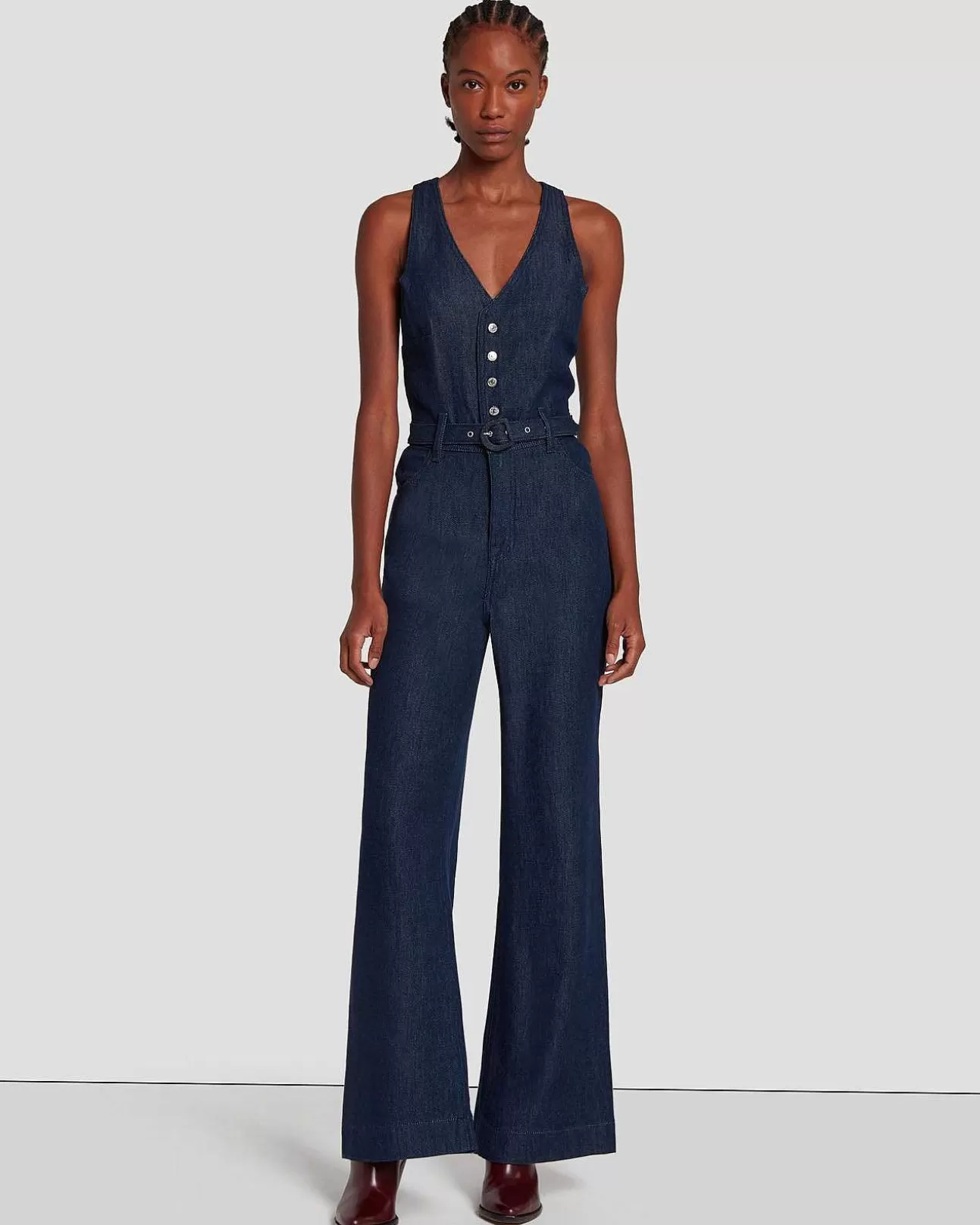 7 For All Mankind Masgeschneiderter Overall Mit Weitem Bein In Denim Lustre Dunkle Spulung Shop