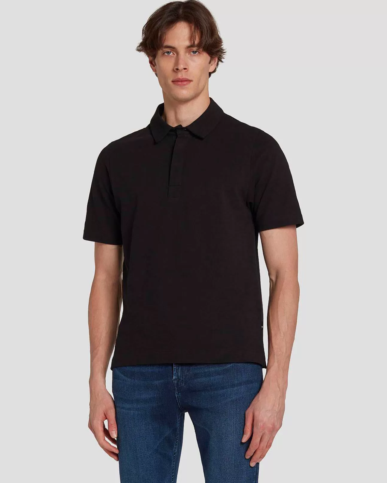 7 For All Mankind Poloshirt Aus Pique-Strick Schwarz Store