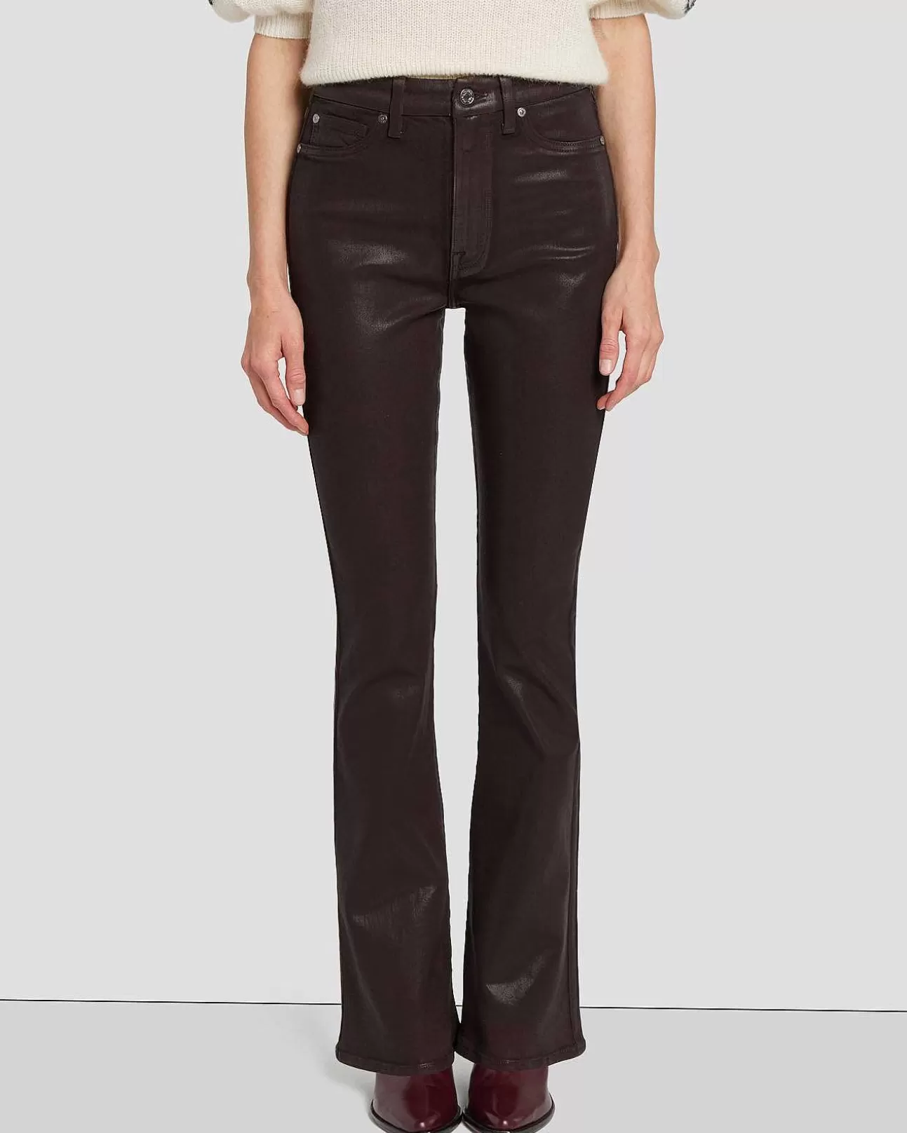 7 For All Mankind Tailorless Uhr Skinny Boot In Beschichtet Schokolade Online