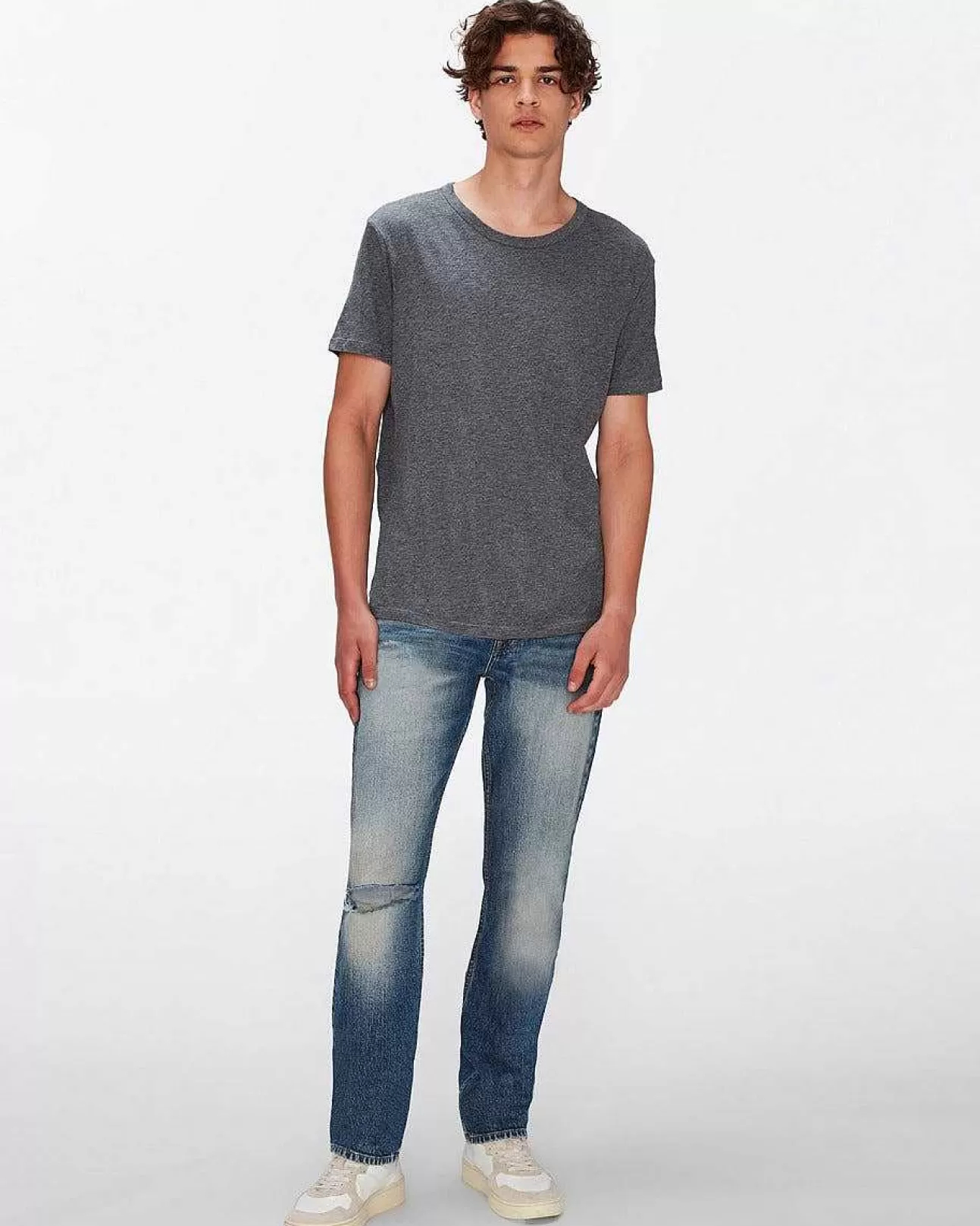 7 For All Mankind T-Shirt Aus Federleichter Baumwolle Heather Grey Discount