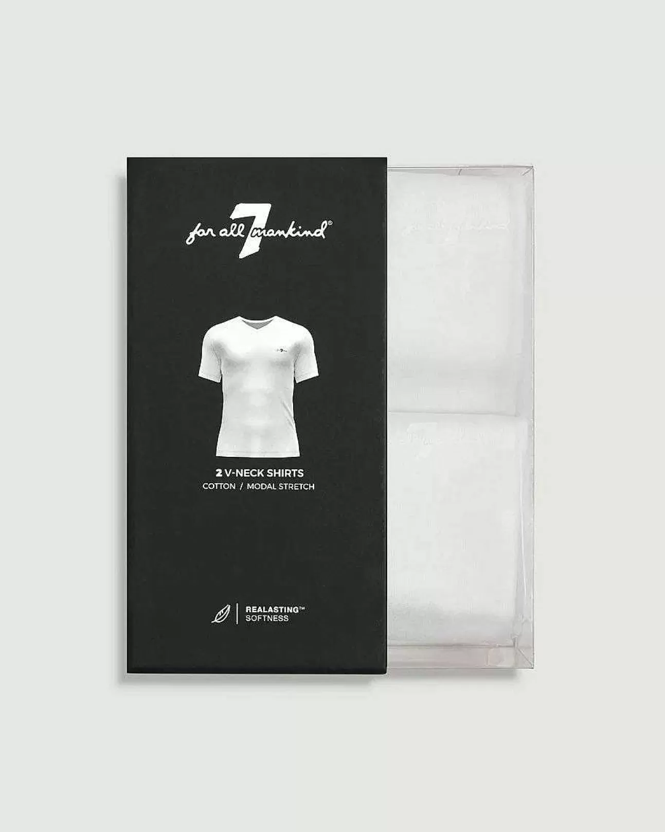 7 For All Mankind T-Shirt Mit V-Ausschnitt Im 2Er-Pack Weis Flash Sale